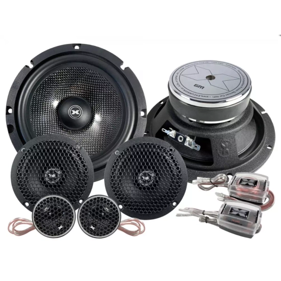 Excursion PX-6.3C  3-drożny zestaw głośnikowy SQ: 2 tweetery 26mm, 2 midrange 80mm, 2 woofery 165mm, 4 zwrotnice - 2ohm, 120/300W, 88dB, 100-30000Hz,